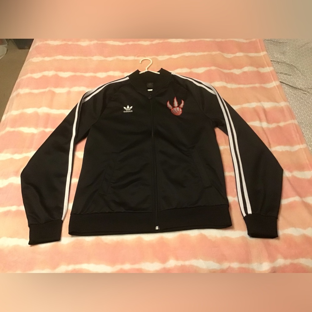 ✨✨Black Adidas Raptors Track Jacket with White Stripes✨✨